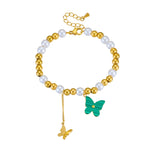 316L Stainless Steel Leaf Clover Palm Eyes Charm Bracelet For Women