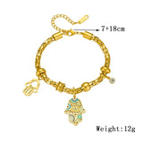 316L Stainless Steel Leaf Clover Palm Eyes Charm Bracelet For Women