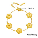 316L Stainless Steel Leaf Clover Palm Eyes Charm Bracelet For Women