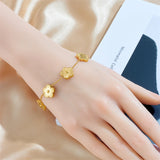316L Stainless Steel Leaf Clover Palm Eyes Charm Bracelet For Women