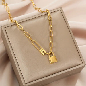 316L Stainless Steel Love Lock Pendant Necklace
