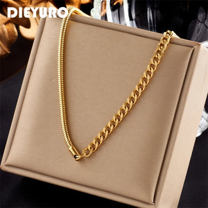 316L Stainless Steel Link Snake Chain Choker Necklace For Women Girls