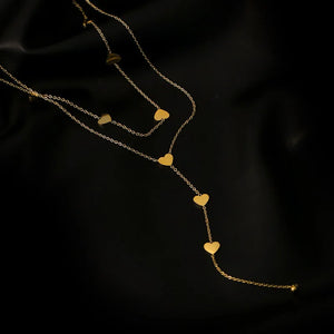 316L Stainless Steel Love Heart Tassel Necklace Clavicle Chain Gorgeous Women