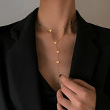 316L Stainless Steel Love Heart Tassel Necklace Clavicle Chain Gorgeous Women