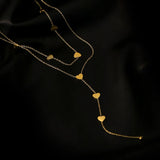 316L Stainless Steel Love Heart Tassel Necklace Clavicle Chain Gorgeous Women