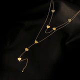 316L Stainless Steel Love Heart Tassel Necklace Clavicle Chain Gorgeous Women
