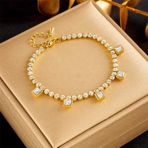 316L Stainless Steel Zirconia Charm Bracelet For Women Girls