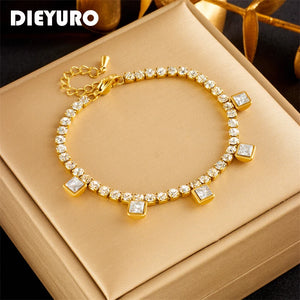 316L Stainless Steel Zirconia Charm Bracelet For Women Girls