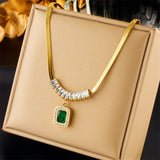 316L Stainless Steel Green Crystal Zircon Jewelry Set