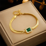 316L Stainless Steel Green Crystal Zircon Jewelry Set