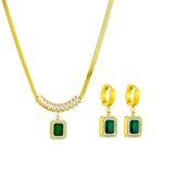 316L Stainless Steel Green Crystal Zircon Jewelry Set