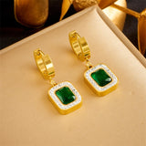 316L Stainless Steel Green Crystal Zircon Jewelry Set