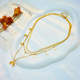 Moon Stars Pendant Necklace For Women Vintage Jewelry