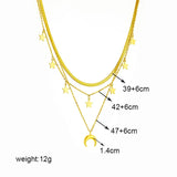 Moon Stars Pendant Necklace For Women Vintage Jewelry