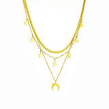 Moon Stars Pendant Necklace For Women Vintage Jewelry
