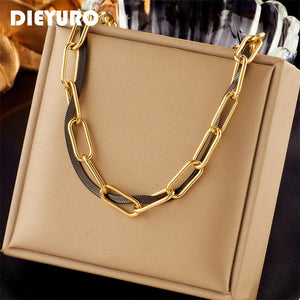 Stylish Stainless Steel 2in1 Chains Necklace For Women