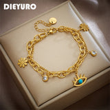 316L Stainless Steel Flower Eye Charm Bracelet For Women