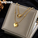 316L Stainless Steel Heart Pendant Multilayer Necklace