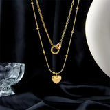 316L Stainless Steel Heart Pendant Multilayer Necklace