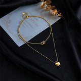 316L Stainless Steel Heart Pendant Multilayer Necklace