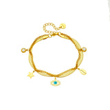 316L Stainless Steel Multilayer Star Eye Charms Bracelet For Women