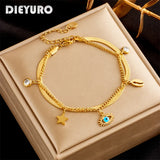 316L Stainless Steel Multilayer Star Eye Charms Bracelet For Women