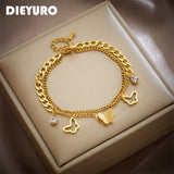 Butterfly Charm Bracelet 316L Stainless Steel for Women Girls