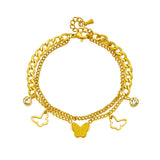 Butterfly Charm Bracelet 316L Stainless Steel for Women Girls