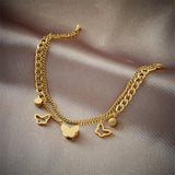 Butterfly Charm Bracelet 316L Stainless Steel for Women Girls