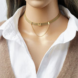 316L Stainless Steel M Letter Short Necklace Female Adjustable