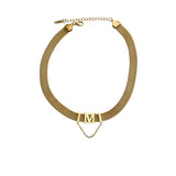 316L Stainless Steel M Letter Short Necklace Female Adjustable