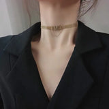 316L Stainless Steel M Letter Short Necklace Female Adjustable