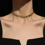 316L Stainless Steel M Letter Short Necklace Female Adjustable Hip-hop Style