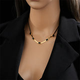 316L Stainless Steel Oval Stone Necklace For Women Snake Chain Girls Chokers