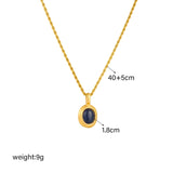 316L Stainless Steel Oval Stone Pendant Necklace For Women Girl Clavicle Chain