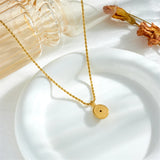 316L Stainless Steel Oval Stone Pendant Necklace For Women Girl Clavicle Chain