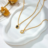 316L Stainless Steel Oval Stone Pendant Necklace For Women Girl Clavicle Chain