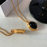 316L Stainless Steel Oval Stone Pendant Necklace For Women Girl