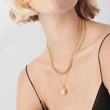 316L Stainless Steel Oval Stone Pendant Necklace For Women Girl