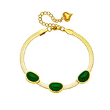 316L Stainless Steel Green Crystal Necklace Bracelet Set