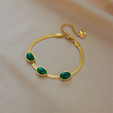 316L Stainless Steel Green Crystal Necklace Bracelet Set