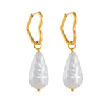316L Stainless Steel Pearl Dangle Earrings Heart Ear Buckle Jewelry