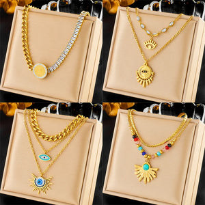 316L Stainless Steel Butterfly Portrait Coin Necklace Women Choker Waterproof