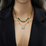 316L Stainless Steel Butterfly Portrait Coin Necklace Women Choker Waterproof