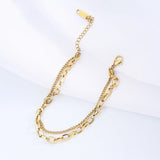 316L Stainless Steel Punk 2 Layer Bracelet Irregular Chain Silver Colors