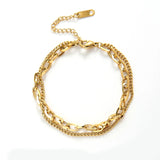 316L Stainless Steel Punk 2 Layer Bracelet Irregular Chain Silver Colors