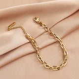 316L Stainless Steel Punk 2 Layer Bracelet Irregular Chain Silver Colors