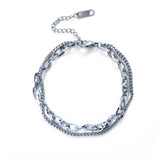 316L Stainless Steel Punk 2 Layer Bracelet Irregular Chain Silver Colors