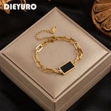 Punk Women Bracelet Geometric Square Chain High Girls Jewelry