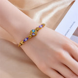 316L Stainless Steel Purple Eyes Charm Bracelet For Women Girl